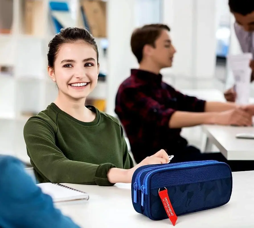 Pencil case camo Classic organizer two-chamber Blue