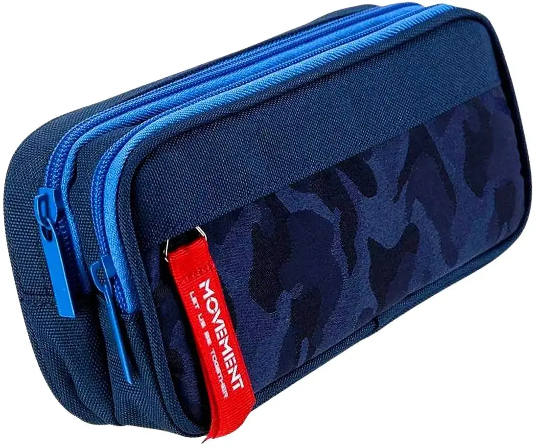 Pencil case camo Classic organizer two-chamber Blue