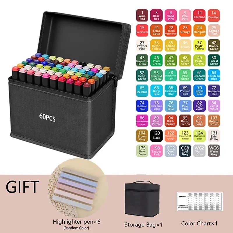 80 Colors Alcohol Drawing Markers Dual Tip Permanent Art Sketch Markers for Illustration School Supplied