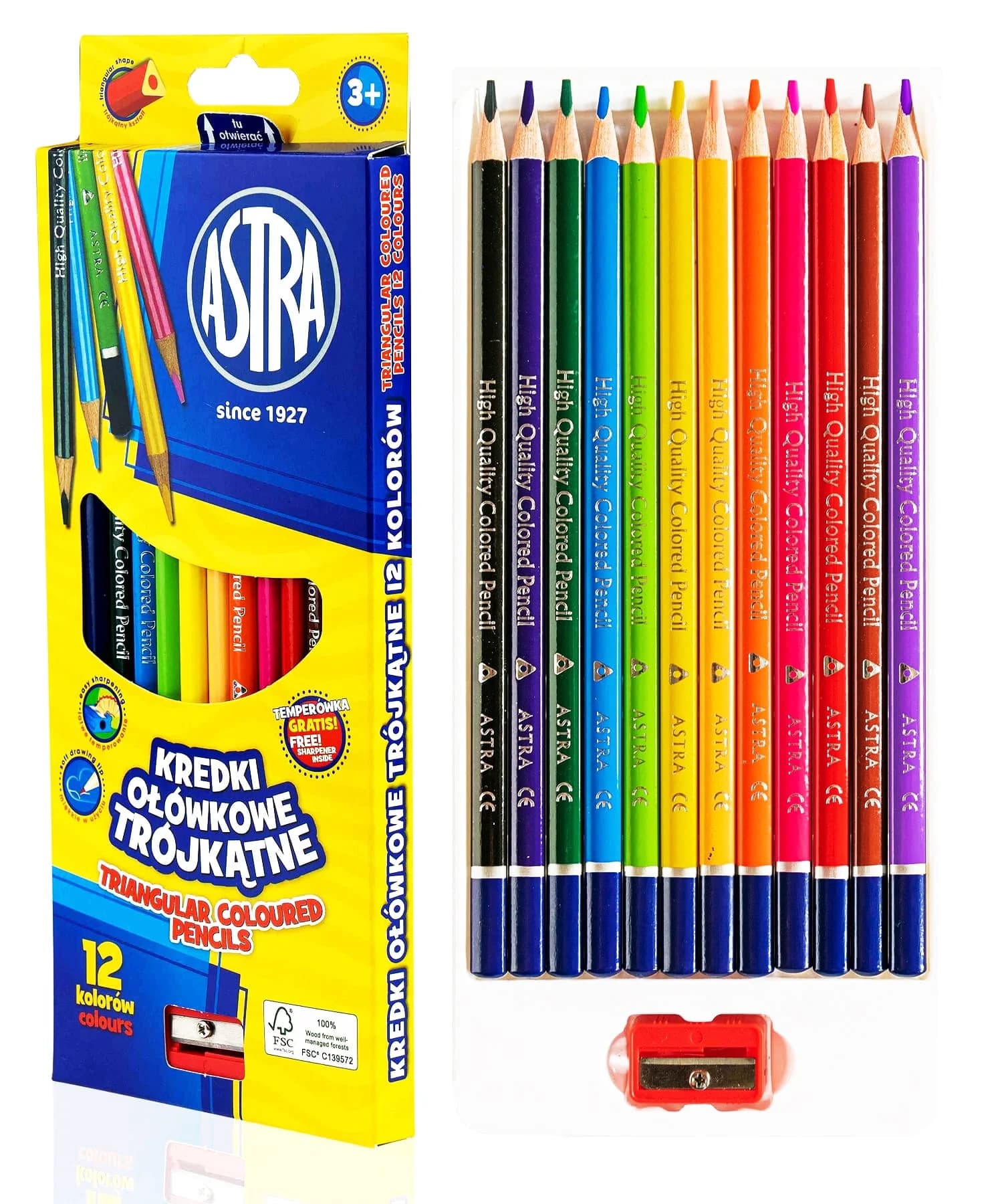 12 color triangular pencil crayons