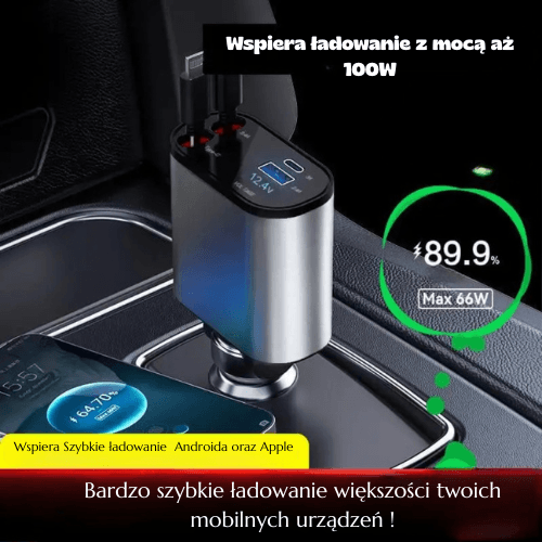 Ładowarka 100W samochodowa USB-C i Lighting